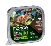 Monge BWild GF Cat BWild Buffalo/Vegetables, из мяса буйвола с кусочками овощей  (100 г х 16 уп.) фото в интернет-магазине ZooVsem.by