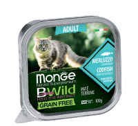 Monge BWild GF Cat BWild Merluzzo/Vegetables (100 г х 16 уп.) фото в интернет-магазине ZooVsem.by