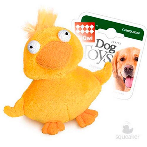 Игрушка "GiGwi" для собак "Утка" с пищалкой, 13 см фото в интернет-магазине ZooVsem.by