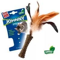 Игрушка "GiGwi" для кошек "Johnny stick", пресованная кошачья мята с перьями, 8 см фото в интернет-магазине ZooVsem.by