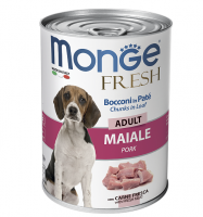 Monge Dog Fresh Chunks in Loaf Pork Adult (400 г х 6 уп.) мясной рулет с кусочками свинины фото в интернет-магазине ZooVsem.by