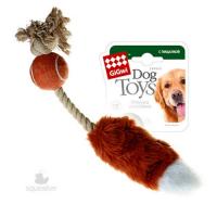 Игрушка "GiGwi" для собак "Мячик с лисьим хвостом" с пищалкой, 40 см фото в интернет-магазине ZooVsem.by