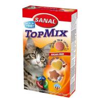 Лакомство "Sanal" для кошек "TopMix", говядина, курица, лосось, 50 г фото в интернет-магазине ZooVsem.by