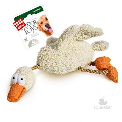 Игрушка "GiGwi" для собак "Утка" с пищалкой, 36 см фото в интернет-магазине ZooVsem.by