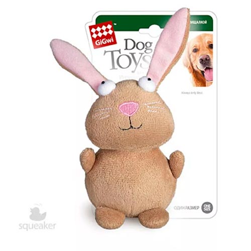 Игрушка "GiGwi" для собак "Кролик" с пищалкой, 16 см фото в интернет-магазине ZooVsem.by