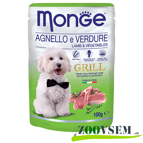 Monge Dog GRILL POUCH LAMB/VEGET (100 г х 24 уп.) фото в интернет-магазине ZooVsem.by