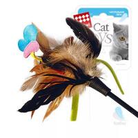 Дразнилка "GiGwi" для кошек на стеке с бабочкой и перьями, 51 см фото в интернет-магазине ZooVsem.by