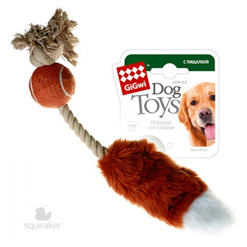 Игрушка "GiGwi" для собак "Лисий хвост" с пищалкой, без набивки, 40 см фото в интернет-магазине ZooVsem.by