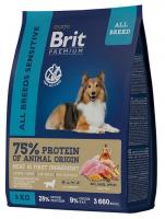 Brit Premium Dog Sensitive (ягненок, индейка) для взрослых собак всех пород с чувствительным пищеварением фото в интернет-магазине ZooVsem.by