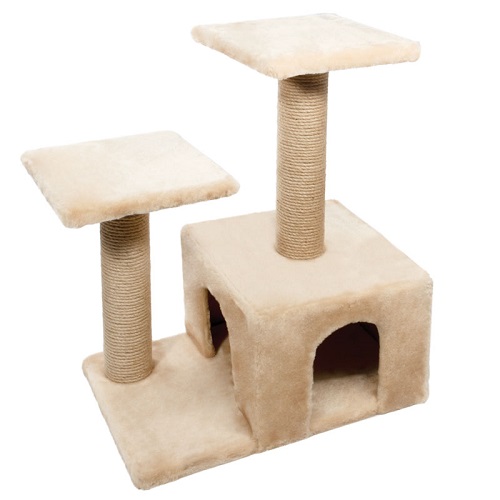 Игровой комплекс для кошек двухуровневый однотонный, 58х37х69 см фото в интернет-магазине ZooVsem.by