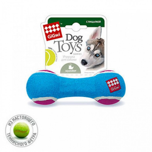 Игрушка "GiGwi" для собак "Гантеля" с пищалкой, 18 см фото в интернет-магазине ZooVsem.by