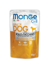 Monge Dog Grill PUPPY&JUNIOR POLLO e TACCHINO (100 г х 24 уп.) для щенков фото в интернет-магазине ZooVsem.by