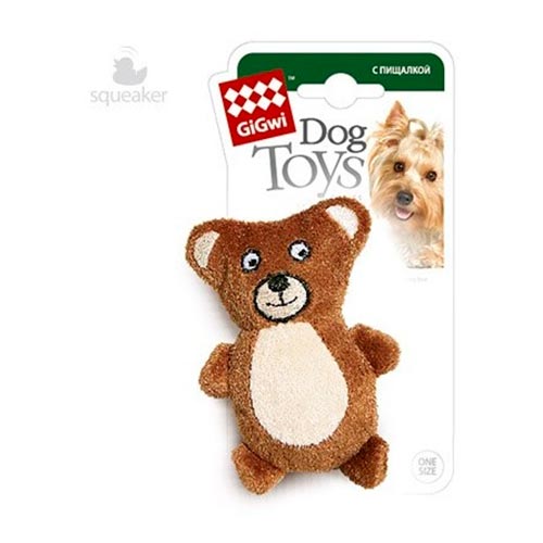 Игрушка "GiGwi" для собак "Медведь" с двумя пищалками, 9 см фото в интернет-магазине ZooVsem.by