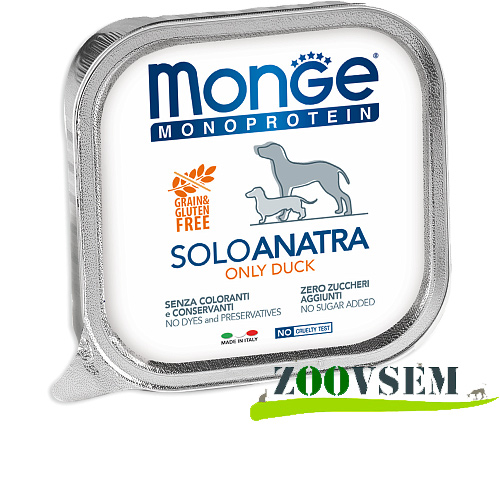 Monge Dog SOLO DUCK (150 г х 12 шт.) фото в интернет-магазине ZooVsem.by