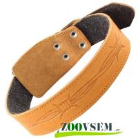 Ошейник кожаный на синтепоне с тиснением, 45 мм х 770 мм фото в интернет-магазине ZooVsem.by